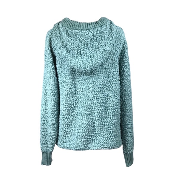 SML Hooded popcorn sweater sage blue green - Picture 3 of 6